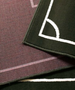 Voetbalveld vloerkleed - groen/crème - close up, thumbnail