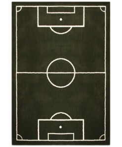 Voetbalveld vloerkleed - groen/crème - overzicht boven