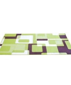 Modern vloerkleed Retro - groen - overzicht schuin, thumbnail
