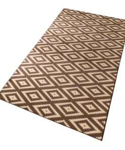 Moderne loper ruiten - Diamond donkerbruin/beige - overzicht schuin