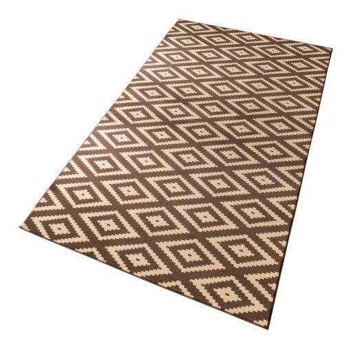 Moderne loper ruiten - Diamond donkerbruin/beige - overzicht schuin