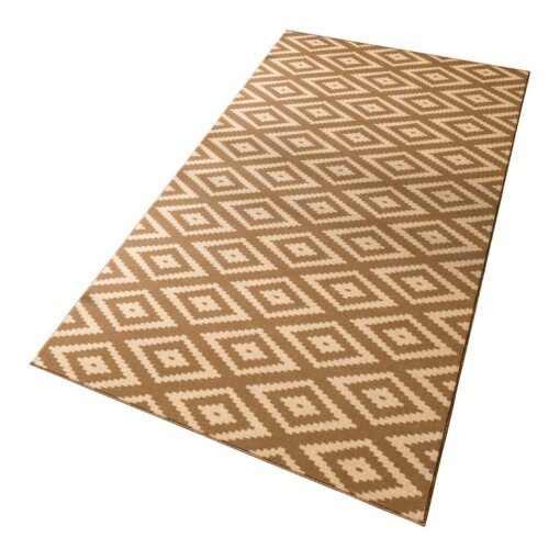 Moderne loper ruiten Diamond - bruin/beige - overzicht schuin