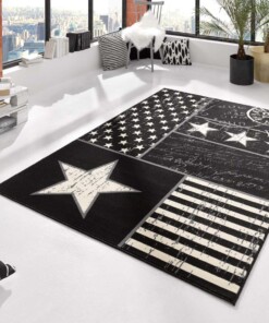 Modern vloerkleed Stars - zwart - sfeer