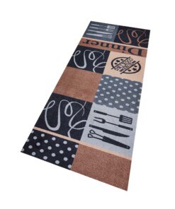 Keukenloper Dinner Wasbaar 30°C bruin - overzicht schuin, thumbnail