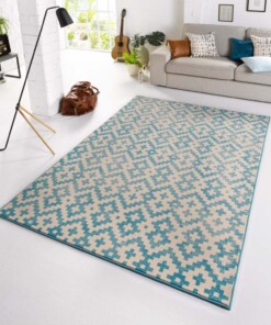 Design vloerkleed Duo - blauw/crème - sfeer