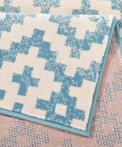 Design vloerkleed Duo - blauw/crème - close up