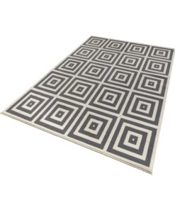 Design vloerkleed geblokt Mono - grijs/crème - overzicht schuin, thumbnail