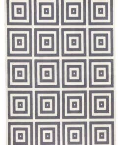 Design vloerkleed geblokt Mono - grijs/crème - overzicht boven, thumbnail