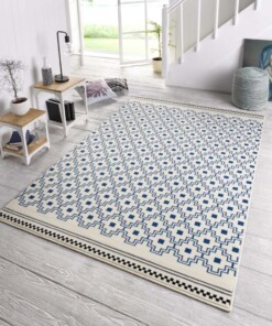 Design vloerkleed Cubic - crème/blauw - sfeer