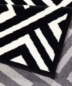 Design vloerkleed ruiten Art - zwart/wit - close up
