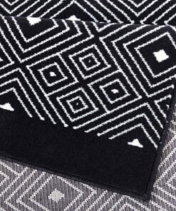 Design vloerkleed Quadrangle - zwart/crème - close up, thumbnail