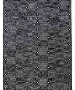 Design vloerkleed Quadrangle - zwart/crème - overzicht boven, thumbnail