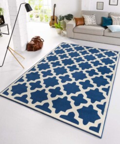 Design vloerkleed Noble - blauw/crème - sfeer