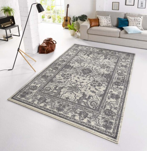 Design vintage tapijt Glorious - grijs/crème - sfeer