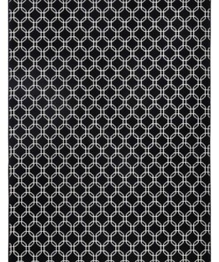 Design vloerkleed Chain - zwart/crème - overzicht boven, thumbnail