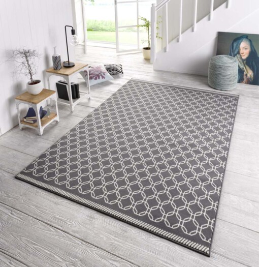 Design vloerkleed Chain - grijs/crème - sfeer