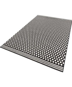 Design vloerkleed gestippeld Capri - zwart/crème - overzicht schuin, thumbnail