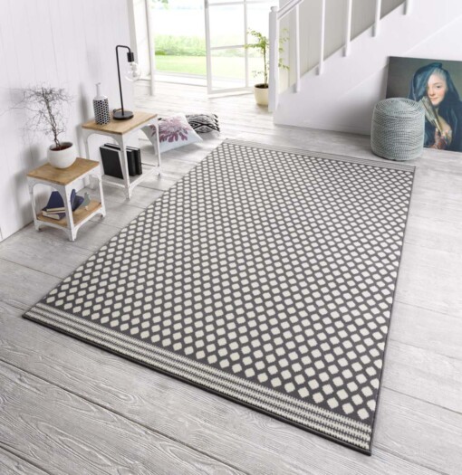Design vloerkleed gestippeld Capri - grijs/crème - sfeer