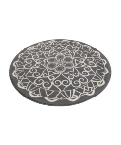 Modern vloerkleed rond Mandala - grijs - overzicht schuin, thumbnail Modern vloerkleed rond Mandala - grijs - overzicht schuin, thumbnail