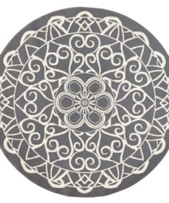 Modern vloerkleed rond Mandala - grijs - overzicht boven, thumbnail Modern vloerkleed rond Mandala - grijs - overzicht boven, thumbnail