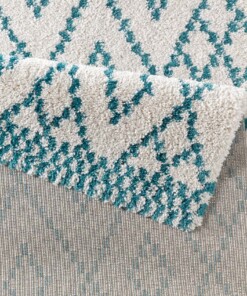 Modern design vloerkleed Chess - crème/blauw - close up, thumbnail