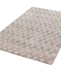 Modern design vloerkleed Cameo - crème/roze - overzicht schuin, thumbnail