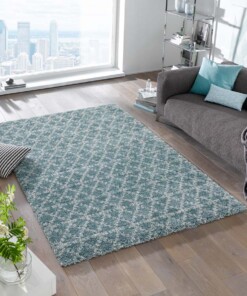 Modern design vloerkleed Cameo - blauw/crème - sfeer