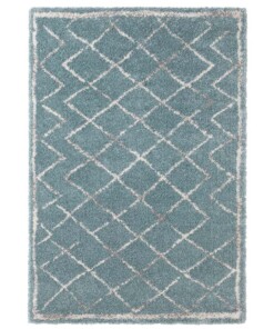 Hoogpolig vloerkleed ruiten Loft - blauw/crème - overzicht boven, thumbnail