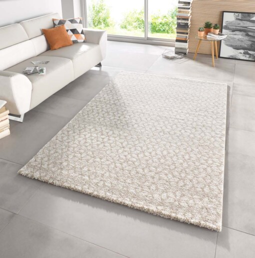 Hoogpolig modern vloerkleed Nova - beige/crème - sfeer