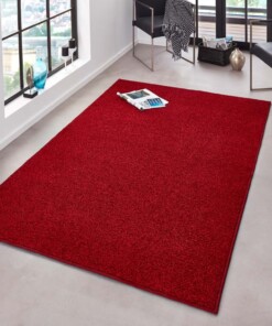 Modern effen vloerkleed Pure - rood - sfeer