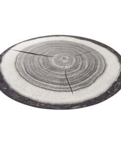 Rond vloerkleed boomstam Bastia - grijs - overzicht schuin, thumbnail