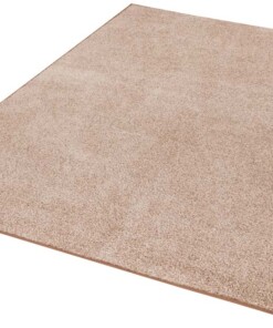 Modern effen vloerkleed Pure - taupe/crème - overzicht schuin, thumbnail