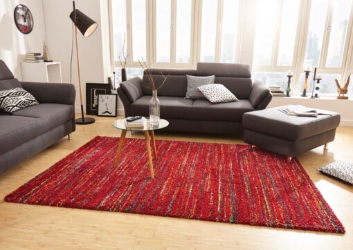 Hoogpolig modern vloerkleed Chic - rood - sfeer