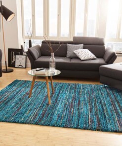 Hoogpolig modern vloerkleed Chic - blauw - sfeer, thumbnail