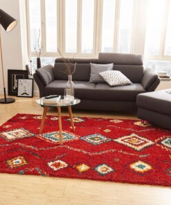 Bohemian vloerkleed Boho Geometric - rood - sfeer