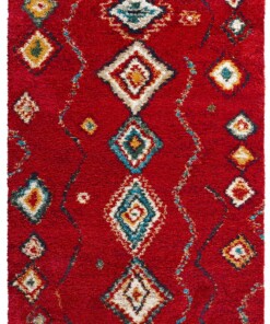 Bohemian vloerkleed Boho Geometric - rood - overzicht boven, thumbnail Bohemian vloerkleed Boho Geometric - rood - overzicht boven, thumbnail