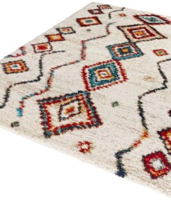 Bohemian vloerkleed Boho Geometric - crème - overzicht schuin, thumbnail Bohemian vloerkleed Boho Geometric - crème - overzicht schuin, thumbnail