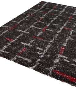 Modern vloerkleed A-symmetrisch Grid - donkergrijs - overzicht schuin, thumbnail