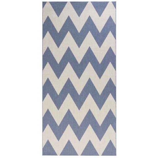 Loper binnen & buiten zigzag Unique - blauw - overzicht boven