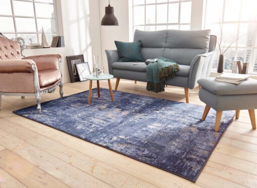Vintage vloerkleed golden Gate - blauw/zilver - sfeer