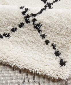 Hoogpolig vloerkleed geruit Allure - crème/zwart - close up, thumbnail Hoogpolig vloerkleed geruit Allure - crème/zwart - close up, thumbnail