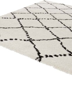 Hoogpolig vloerkleed geruit Allure - crème/zwart - overzicht schuin, thumbnail Hoogpolig vloerkleed geruit Allure - crème/zwart - overzicht schuin, thumbnail