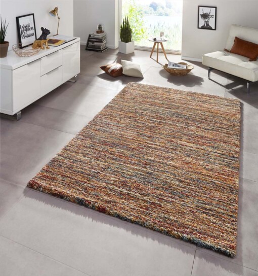 Hoogpolig vloerkleed Gravel - bruin - sfeer