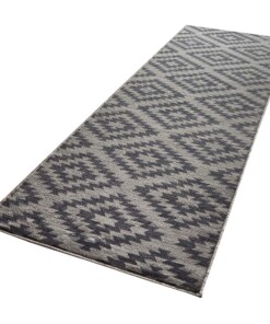 Design loper ruiten Nordic - grijs - overzicht schuin, thumbnail