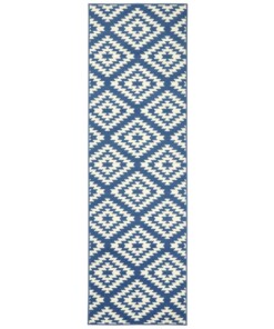 Design loper ruiten Nordic - blauw - overzicht boven
