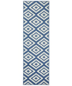 Design loper ruiten Nordic - blauw - overzicht boven