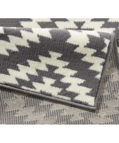 Design loper ruiten Nordic - grijs/crème - close up, thumbnail