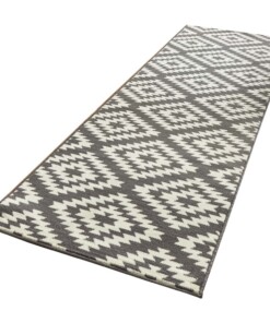 Design loper ruiten Nordic - grijs/crème - overzicht schuin, thumbnail