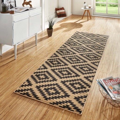 Design loper ruiten Nordic - bruin - sfeer