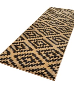 Design loper ruiten Nordic - bruin - overzicht schuin, thumbnail